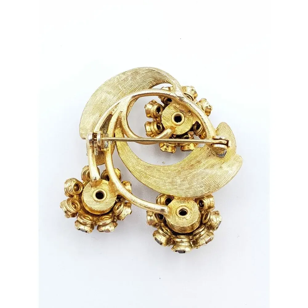Rhinestone Flower Brooch Pin 2.5